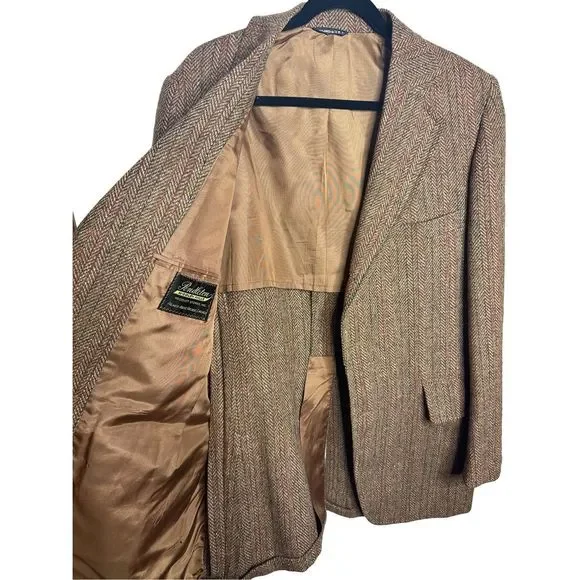 Harris Tweed Pendleton Vintage Pure Scottish Wool Brown Blazer Suit Jacket 42/44